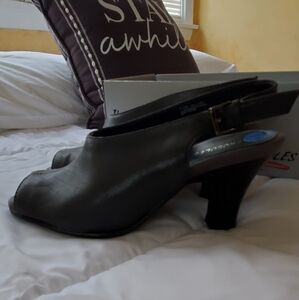 Elegant Gray Slingback Heels